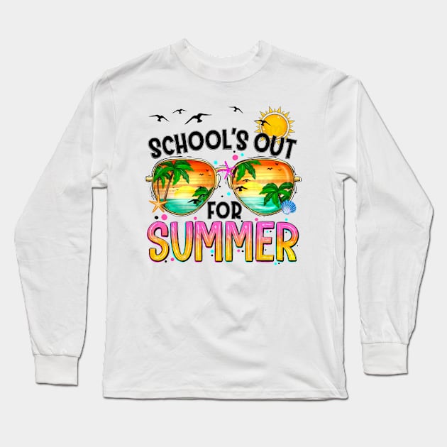 Retro Schools Out For Summer Last Day Of School Teacher Kids Long Sleeve T-Shirt by Tater's 